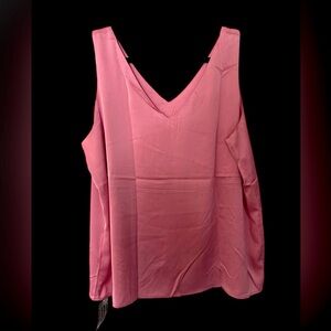 NWT- Dusty Rose Sleeveless V-Neck Satin TankTop